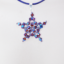 Pendant 30cm - Phoenix-Purple Leather - Pendant 30cm - Laiton argenté